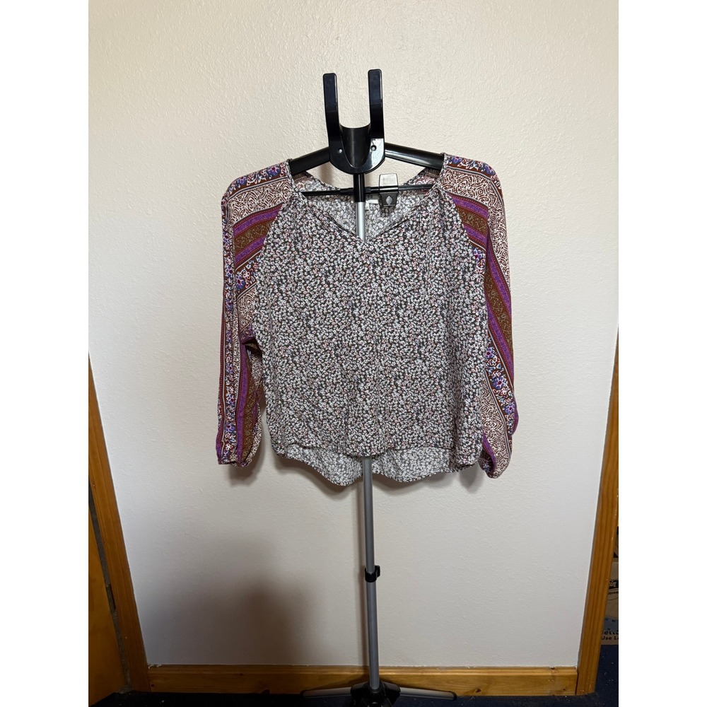 Umgee USA‎ Womens Small Floral Paisley Boho Mixed Print V-Neck Blouse M5943